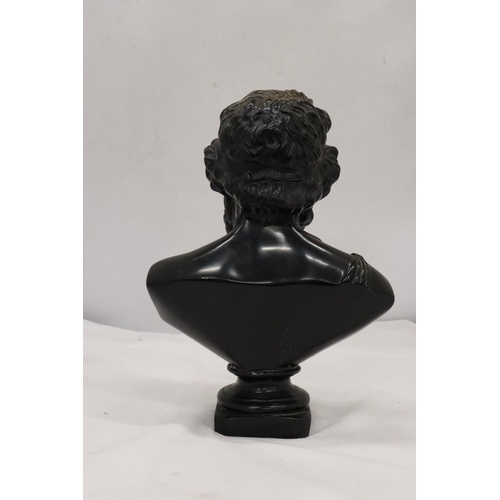 273 - A HEAVY RESIN BUST OF CLASSICAL GREEK POET TITLED - 'HOMERE', HEIGHT 30 CM