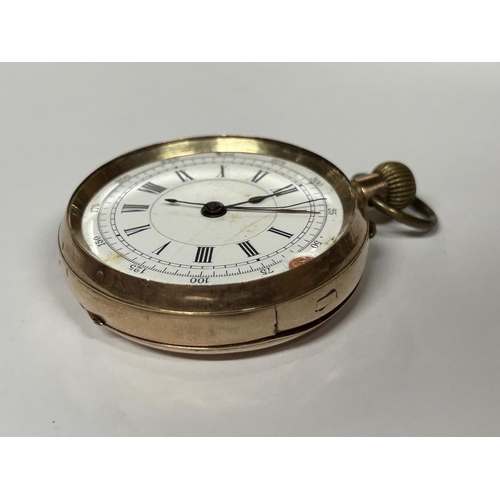 517 - A GENTLEMAN'S 9CT GOLD OPEN FACED POCKET WATCH GROSS WEIGHT 89.24 GRAMS WITH LEVER ESCAPEMENT AND A ... 