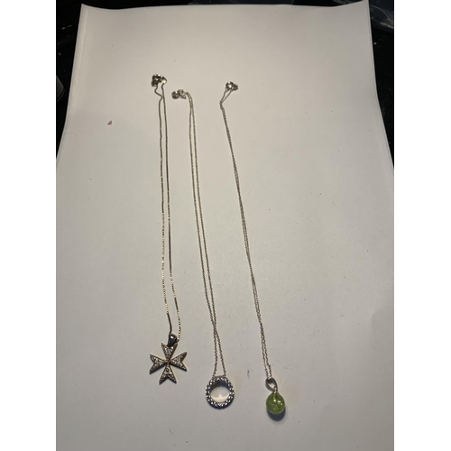 541 - THREE SILVER NECKLACES