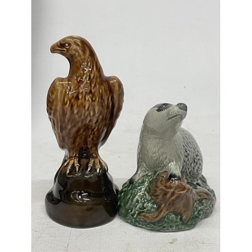 718 - A BESWICK BENEAGLES MINIATURE SCOTCH WHISKEY EAGLE TOGETHER WITH A BADGER