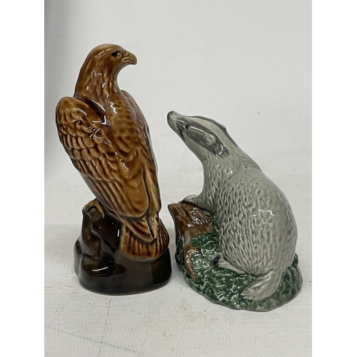 718 - A BESWICK BENEAGLES MINIATURE SCOTCH WHISKEY EAGLE TOGETHER WITH A BADGER