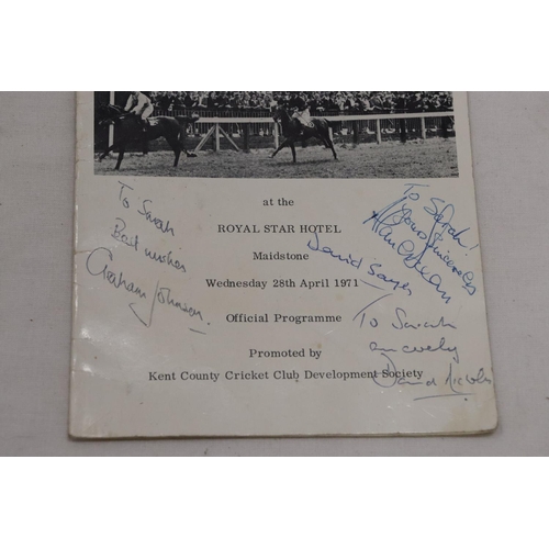 806 - A 1971 ALAN BROWN AND DAVID SAYER BENEFIT PROGRAMME, PROMOTED BY KENT CRICKET CLUB, WITH SIGNATURES