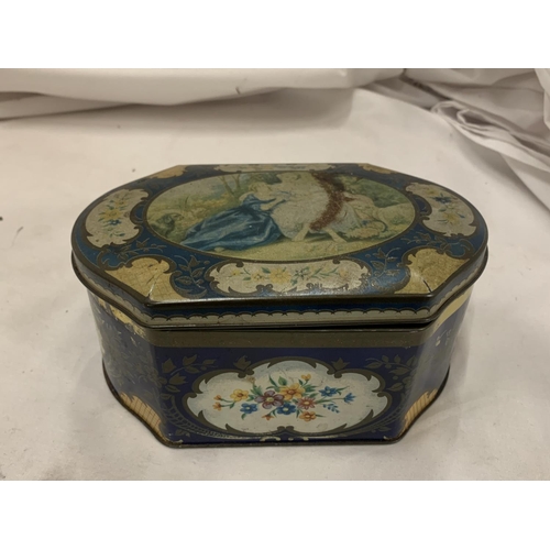 964 - A VINTAGE TIN CONTAINING SEWING ITEMS