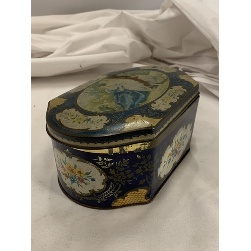 964 - A VINTAGE TIN CONTAINING SEWING ITEMS