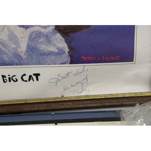 1026A - A CLIVE LLOYD 'THE BIG CAT' SIGNED PRINT - NO PROVENANCE, 46CM X 61CM