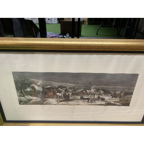 1100 - TWO FRAMED PRINTS AUTUMN AND WINTER SIGNED BY THE ARTIST