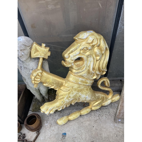 1512 - A MOULDED PLASTIC LION WALL PLAQUE