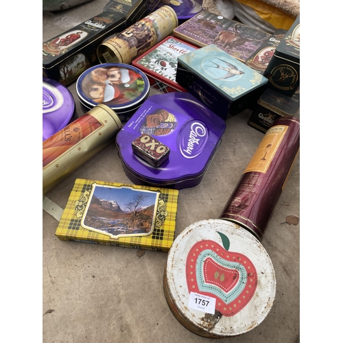 1757 - A LARGE COLLECTION OF VARIOUS VINTAGE TINS