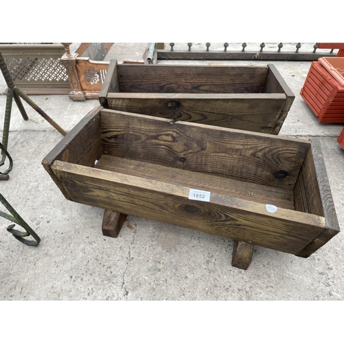 1852 - TWO SMALL WOODEN TROUGH PLANTERS