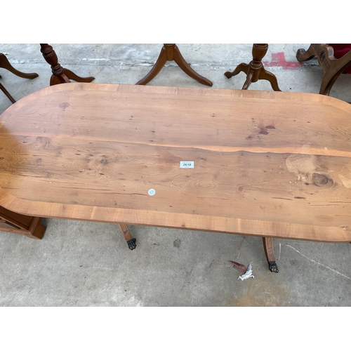 2618 - A YEW WOOD TWIN PEDESTAL COFFEE TABLE 48