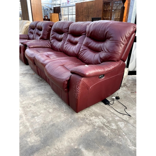 2701 - A MODERN LEATHER THREE SEATER RECLINER