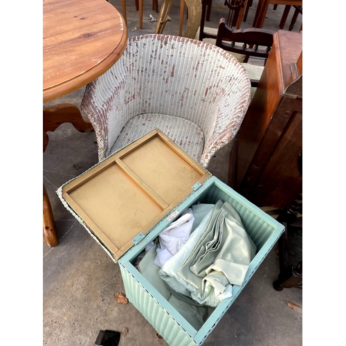 2710 - A LLOYD LOOM BEDROOM CHAIR AND LINEN BOX