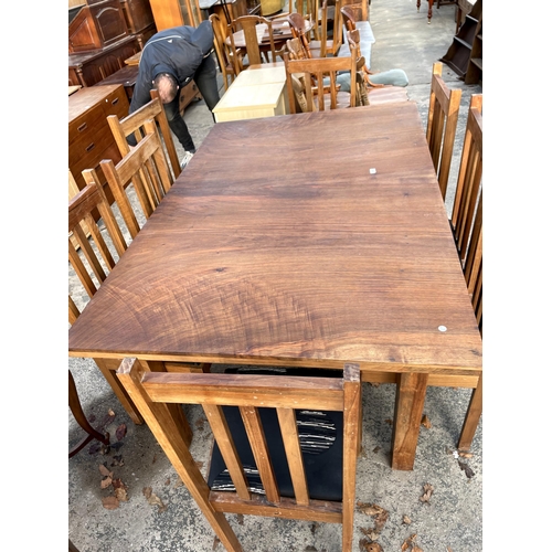 2747 - A MODERN HARDWOOD DINING TABLE ON SQUARE LEGS, 72 X 47