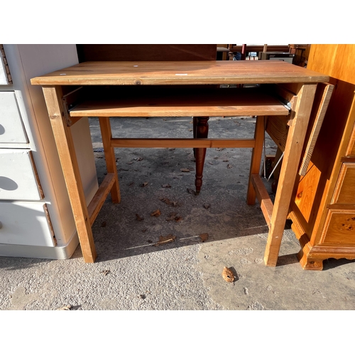 2752 - A MODERN PINE DROP-LEAF COMPUTER TABLE