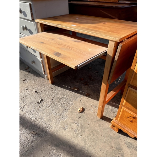 2752 - A MODERN PINE DROP-LEAF COMPUTER TABLE