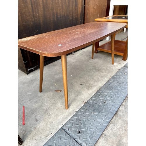 2806 - A RETRO TEAK COFFEE TABLE AND  MODERN LAMP TABLE WITH INSET GLASS TOP