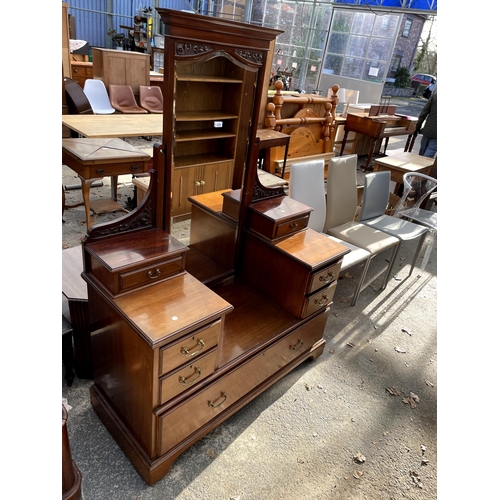 2838 - A VICTORIAN MAHOGANY CHEVAL TYPE DRESSING CHEST ENCLOSING SEVEN DRAWERS, 48