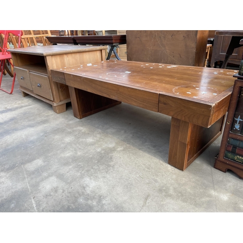 2870 - A RETRO HARDWOOD COFFEE TABLE WITH SINGLE DRAWER, 49 X 25