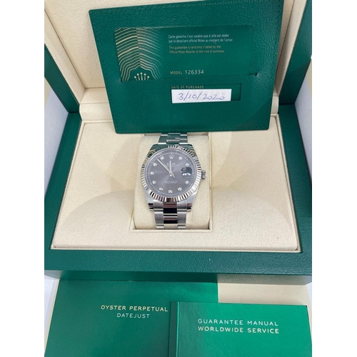 501 - A ROLEX DATEJUST 40 MM WRIST WATCH WITH STAINLESS STEEL CASE, OYSTER STAINLESS STEEL BRACELET, DIAMO... 