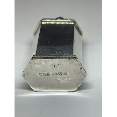 94 - A HALLMARKED CHESTER SILVER HEXAGONAL PEPPER POT