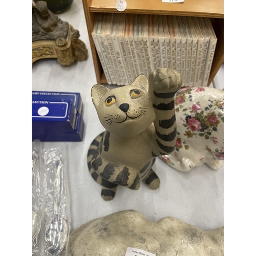 262 - THREE LARGE MODELS OF CATS