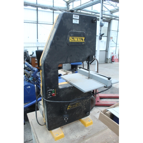 3 - DEWALT BAND SAW DW738 ON WOODEN STAND + 
VAT  FROM THE BUILDERS MERCHANTS RETIREMENT SALE