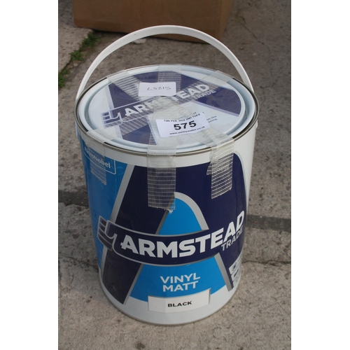 575 - TIN OF BLACK VINYL MATT EMULSION  NO VAT