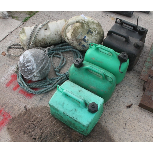 577 - BOAT FENDERS, BOUYS, ROPE, PETROL AND DIESEL CANS  NO VAT