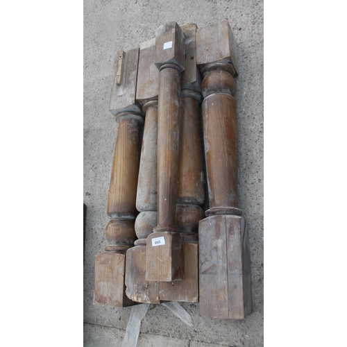 599 - 4 TIMBER POSTS FOR STAIRS  NO VAT