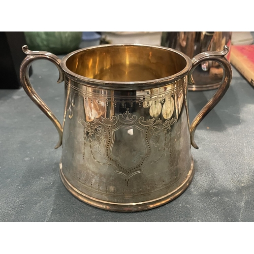 107 - FOUR PIECES OF ELKINGTON SILVER PLATE, PATTERN NO. 16635, TO INCLUDE A COFFEE POT, TEAPOT, CREAM JUG... 