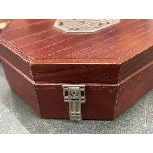 113 - A VINTAGE INLAID BOX AND A RENE MACINTOSH STYLE BOX