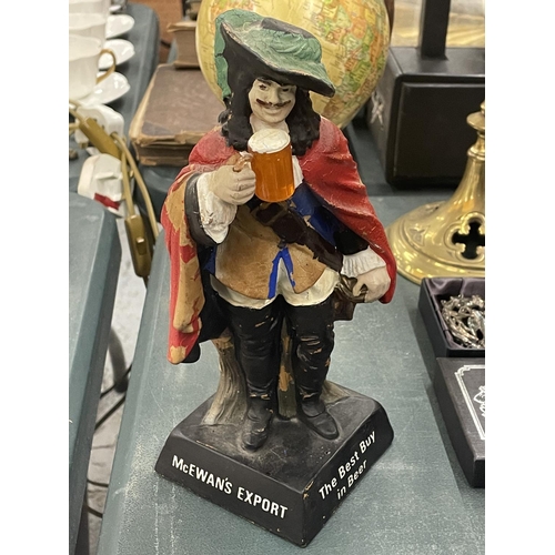 127 - A 1950'S 'McEWANS EXPORT' CAVALIER BAR FIGURE, HEIGHT 24CM