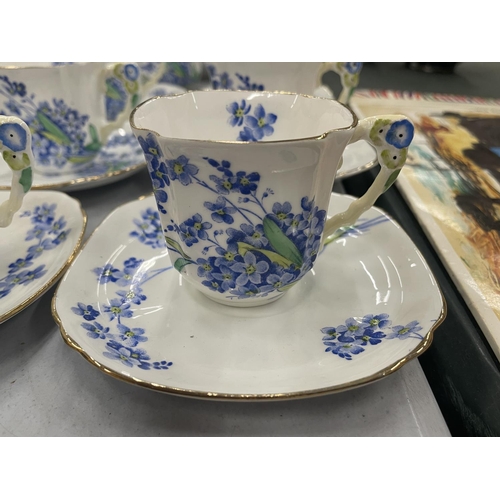 139 - A VINTAGE CROWN STAFFORDSHIRE CHINA COFFEE SET TO INCLDE A COFFEE POT, CREAM JUG, SUGAR BOWL, CUPS A... 