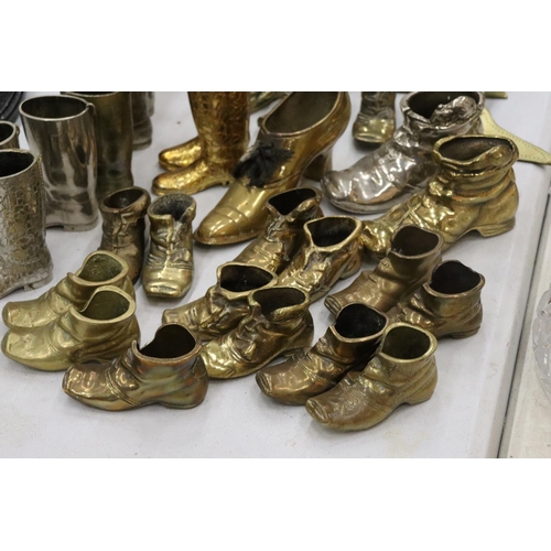 172 - A LARGE QUANTITY OF BRASS, WHITE METAL AND PEWTER BOOTS