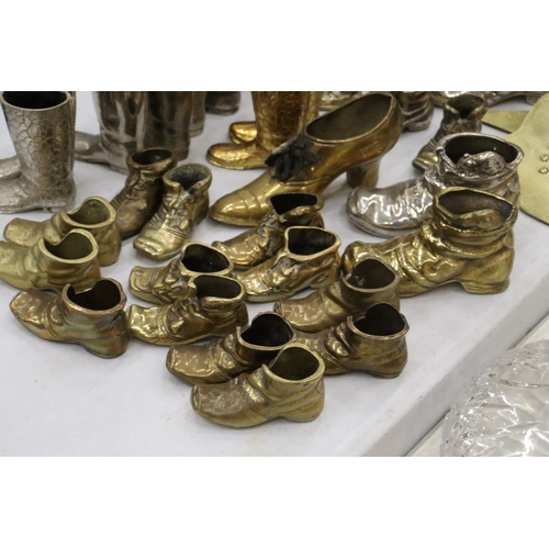 172 - A LARGE QUANTITY OF BRASS, WHITE METAL AND PEWTER BOOTS