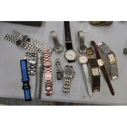 173 - A QUANTITY OF WRISTWATCHES AND WATCH STRAPS, SOME WORKING AT TIME OF CATALOGUING, NO WARRANTY GIVEN ... 