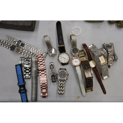 173 - A QUANTITY OF WRISTWATCHES AND WATCH STRAPS, SOME WORKING AT TIME OF CATALOGUING, NO WARRANTY GIVEN ... 