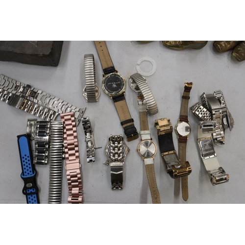 173 - A QUANTITY OF WRISTWATCHES AND WATCH STRAPS, SOME WORKING AT TIME OF CATALOGUING, NO WARRANTY GIVEN ... 