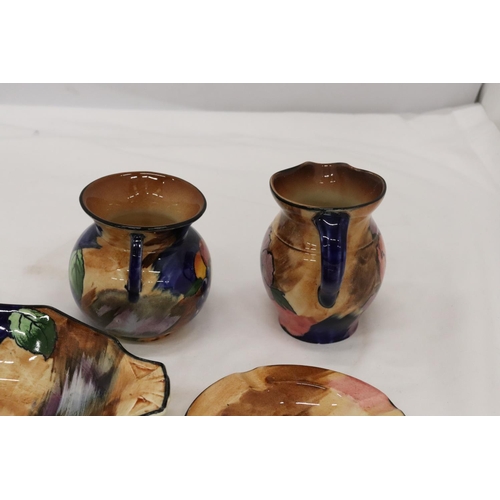 188 - FOUR PIECES OF H & K TUNSTALL POTTERY, TO INCLUDE A BOWL, PLATE, JUG AND BOWL