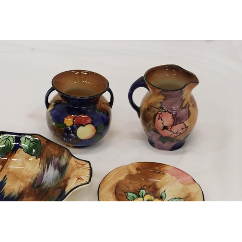 188 - FOUR PIECES OF H & K TUNSTALL POTTERY, TO INCLUDE A BOWL, PLATE, JUG AND BOWL