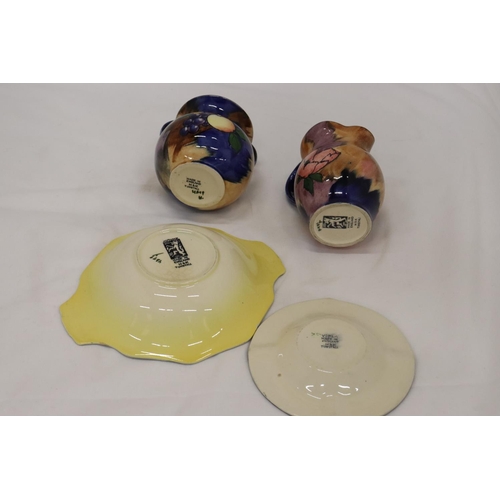 188 - FOUR PIECES OF H & K TUNSTALL POTTERY, TO INCLUDE A BOWL, PLATE, JUG AND BOWL