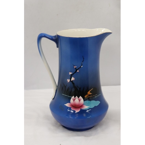 201 - A LARGE ROYAL VENTON WARE (1930'S) JUG WITH KINGFISHER DESIGN