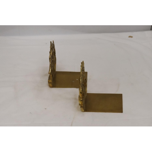 206 - A PAIR OF VINTAGE BRASS SHIP BOOKENDS