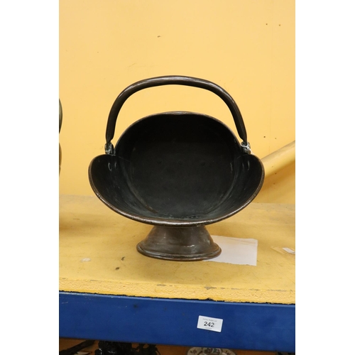 242 - A LARGE COPPER AND BRASS COAL BUCKET