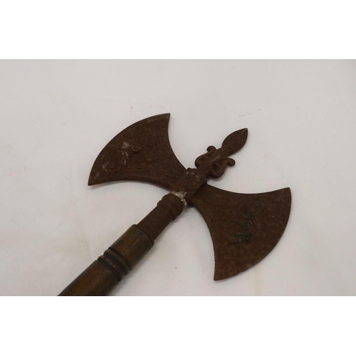 264 - A VINTAGE DOUBLE HEADED GRYPHON AXE