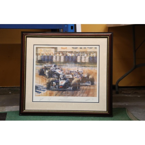 267 - A LIMITED EDITION FRAMED LITHOGRAPH FLYING FINISH 139/500 BY JUAN CARLOS FERRIGNO WITH SIGNED MIKA H... 