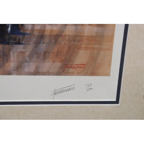 267 - A LIMITED EDITION FRAMED LITHOGRAPH FLYING FINISH 139/500 BY JUAN CARLOS FERRIGNO WITH SIGNED MIKA H... 