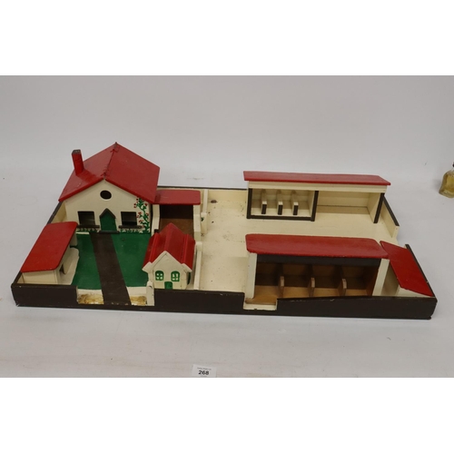 268 - A 1950'S WOODEN FARMHOUSE, YARD, STABLES AND PADDOCK, 30 INCH X 16 INCH