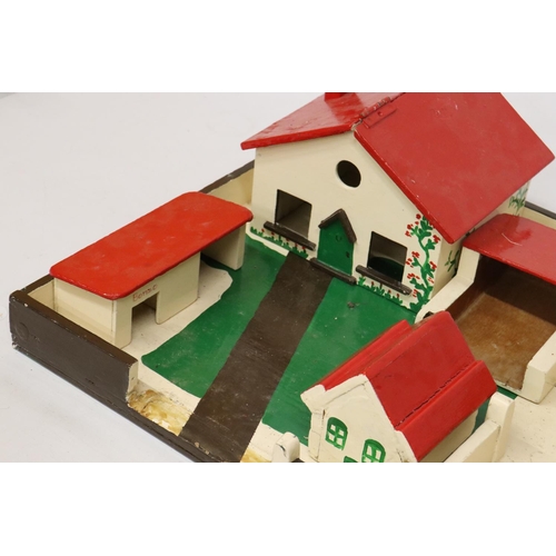 268 - A 1950'S WOODEN FARMHOUSE, YARD, STABLES AND PADDOCK, 30 INCH X 16 INCH