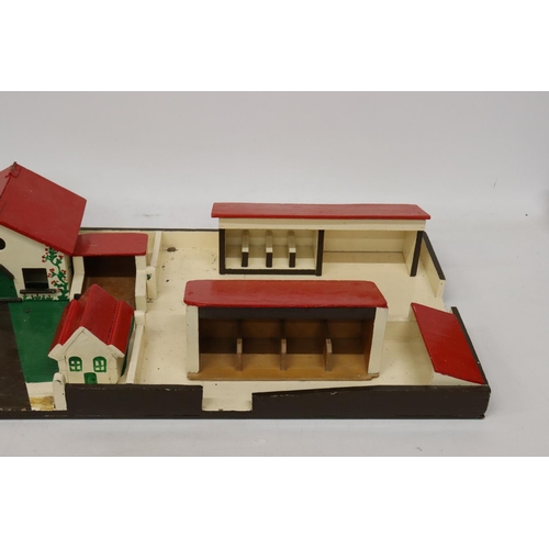 268 - A 1950'S WOODEN FARMHOUSE, YARD, STABLES AND PADDOCK, 30 INCH X 16 INCH